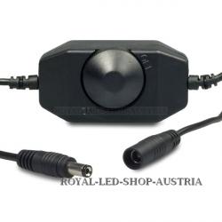 LED Dreh-Dimmer schwarz, 2A, max. 48 Watt, Rundstecker Anschluss